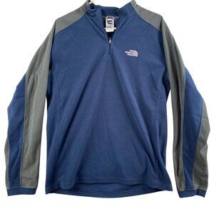 The North Face Mens Half-Zip Fleece Pullover M Blue/Gray